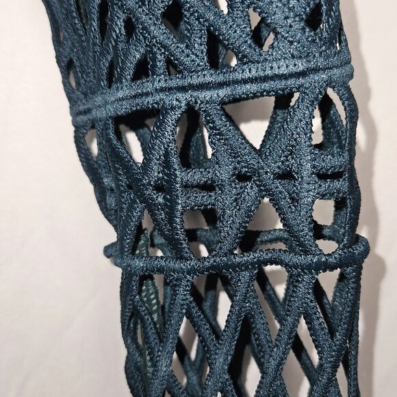 Taylor Swift choice Self-Portrait black/green openwork crochet mesh jumpsuit 2 - Picture 9 of 16